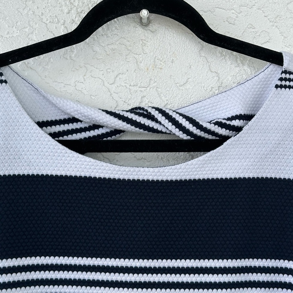 Lilly Pulitzer Bay Stripe Dress Medium Nautical Navy Blue White - Picture 3 of 9